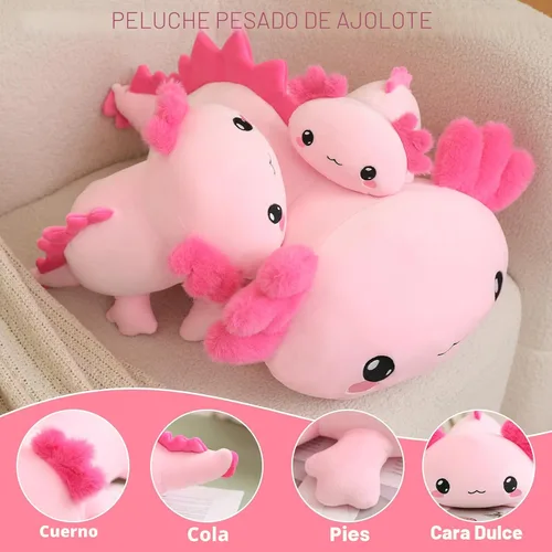 Vista 6 de TOYSYM Animales de peluche con peso, animal de peluche de ajoltol con cuentas pesadas, bonita almohada de juguete de peluche, regalos para adultos