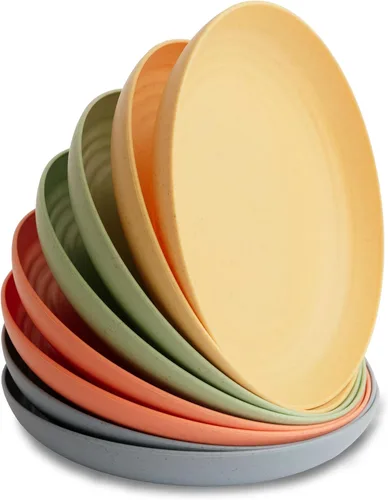 Vista 19 de Nook Theory Juego de 8 platos reutilizables de paja de trigo - Platos de cena no tóxicos y sin plástico para niños y adultos, plato ligero