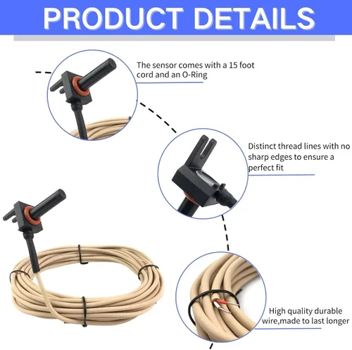 Vista 2 de GLX-PC-12-KIT Sensor de temperatura de termistor de 10K con cable de 15 pies Kit de reemplazo de sensor de temperatura de agua/aire/solar compatible