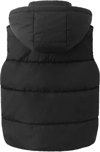 Vista 2 de Happy Cherry Chaleco acolchado de invierno para niños, con capucha, desmontable, con cremallera, sin mangas, 5-12T