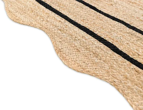 Vista 2 de Alfombra rectangular trenzada hecha a mano con borde festoneado para sala de estar, dormitorio, entrada