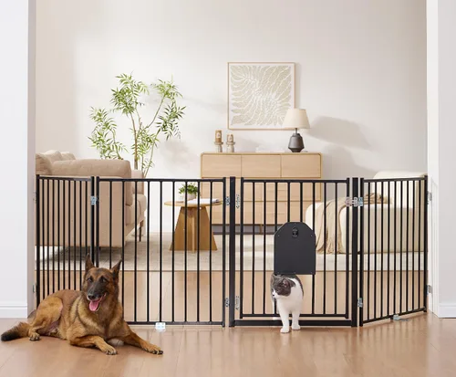 Vista 14 de No Pawblems - Puerta independiente para perros, valla plegable de 30 pulgadas de alto para interiores, extensión de puerta extra ancha para Blanco