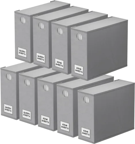Vista 16 de SpaceAid Paquete de 6 Organizadores y Almacenamiento de Sábanas de Cama, Organizador de Sábanas Plegable con Ventana para Armario de Ropa Blanca
