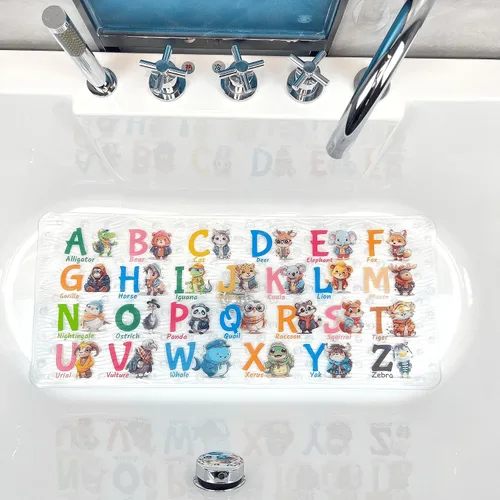 Vista 2 de BOPPIE Tapete de baño antideslizante para bañera para niños, tapete de baño antideslizante para bañera, tapete de baño XL grande, 35 x 15 pulgadas