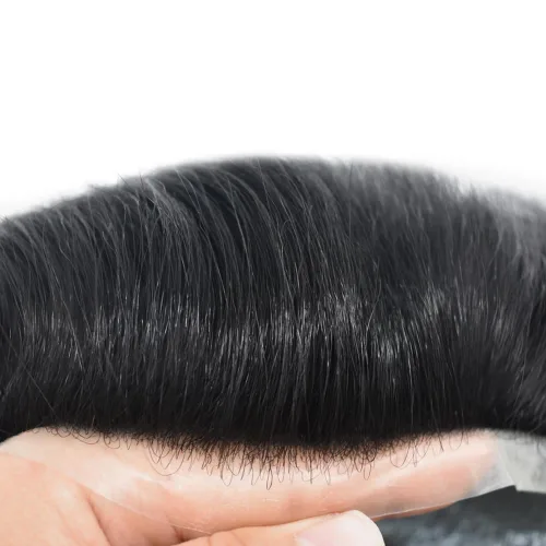 Vista 3 de LYRICAL HAIR Toupee - Sistema de postizo para hombre, ultra fina, con bucle en V, 0.001 in, transparente, de polietileno, poliuretano, sistema