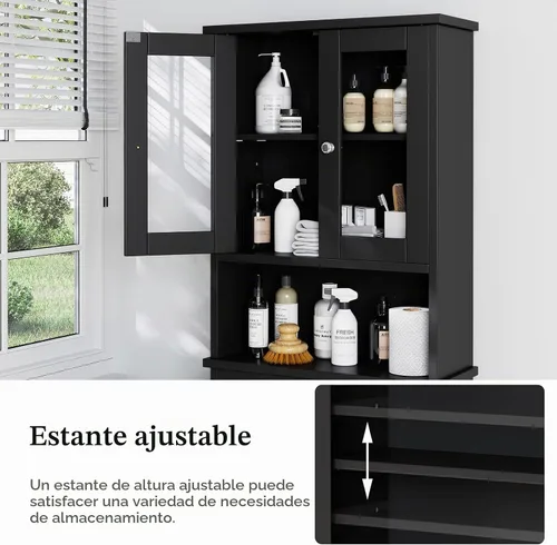 Vista 4 de Gabinete de almacenamiento sobre el inodoro, gabinete de Negro