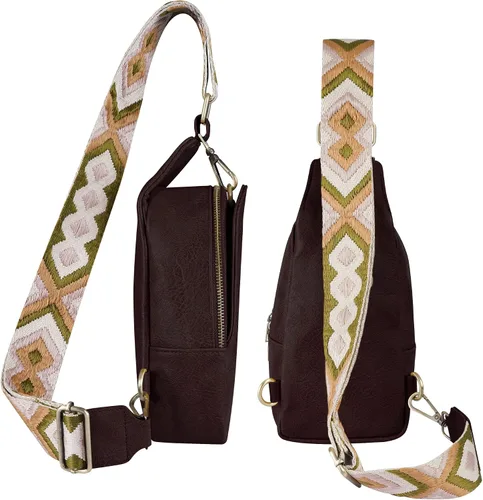Vista 3 de KFXFENQ Bolso bandolera para mujer de piel sintética pequeño bolso bandolera multiusos para ciclismo para mujer Café Casual
