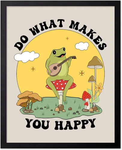 Vista 19 de Poster Master All That Is Meant To Be Poster - Retro Frog on Mushroom Print - Meditation Art - Motivational Design - Preppy Print - Trendy Decor