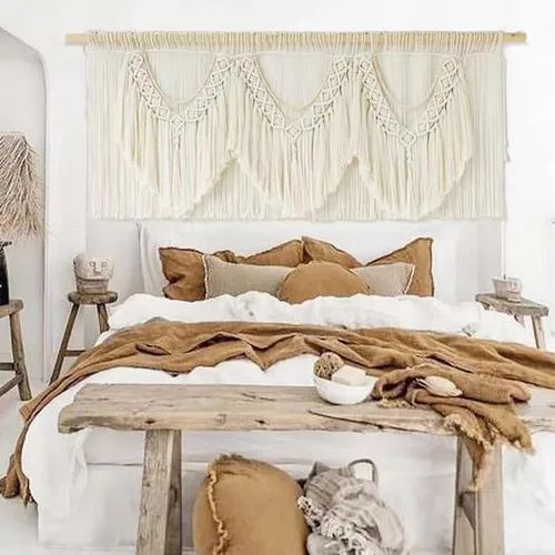 Vista 2 de IOWER Decoración de pared de macramé, 75 pulgadas de ancho x 35 pulgadas de largo, macramé extra grande para colgar en la pared, artesanía