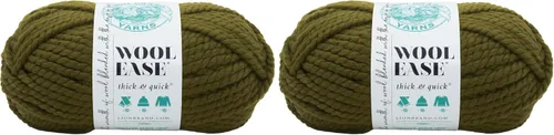 Vista 130 de Lion Brand Yarn - Ovillo de lana Wool-Ease Thick & Quick color fuerza aérea Super Bulky Wool Acrylic Blend Fiber for Soft Hats, Sweaters, Chunky
