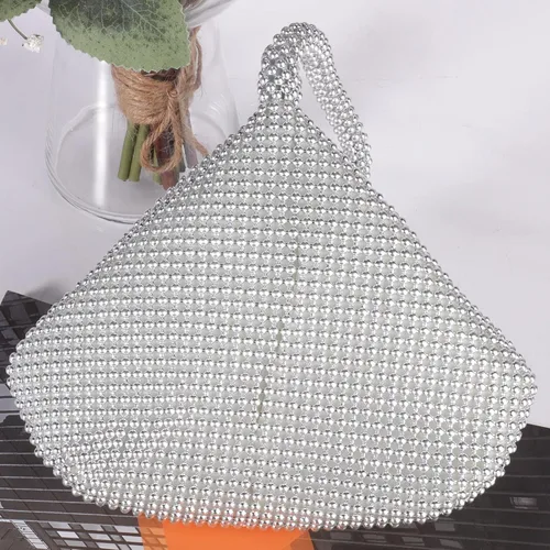 Vista 5 de ELEOPTION - Bolso de mano para mujer, diseño triangular, ideal para fiestas o graduaciones, Plateado
