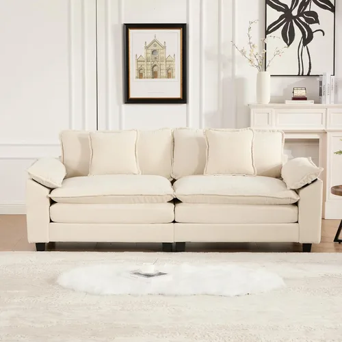 Vista 27 de Sofá seccional modular, sofá seccional en forma de L de 76.7 pulgadas con otomana móvil, cómodo loveseat de chenilla nube con reposabrazos