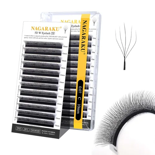 Vista 11 de NAGARAKU Extensiones de pestañas prefabricadas en abanico 3D W 0.05 C 0.315 0.05-C 3D W