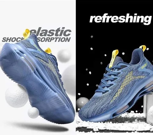 Vista 7 de HEYDEZHI Zapatillas transpirables casuales con doble amortiguación de aire, zapatillas de plataforma para hombre, zapatos Ztigerz, zapatos de malla