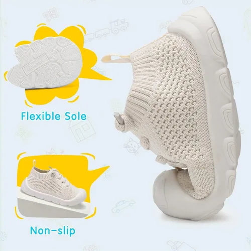 Vista 3 de Zapatos deportivos para niños y niñas pequeños, zapatos para caminar descalzos, zapatos de tenis ligeros y transpirables para los primeros bebés