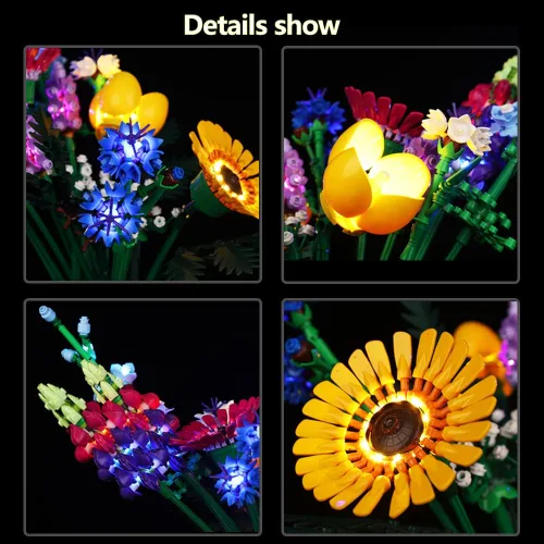 Vista 3 de Kyglaring Kit de luces LED compatible con Lego Set 10313, accesorios de iluminación compatibles con iconos de ramo de flores silvestres, solo luces