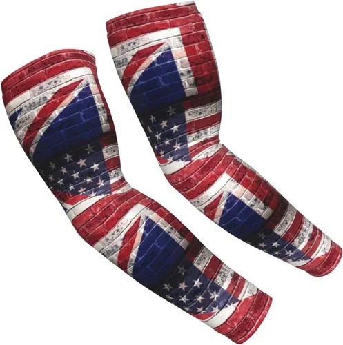 Vista 3 de Unisex Lightweight Cooling Arm Sleeves American British Flag Wall Compression Warmer Cover For Outdoor Activity