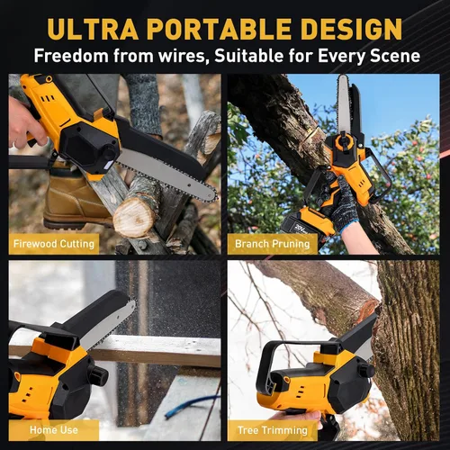 Vista 7 de Mini motosierra inalámbrica para batería Dewalt 20V MAX, 8" y 6" 2-EN-1 motosierra eléctrica sin escobillas de 400W con baterías de 3000mAh y sierra