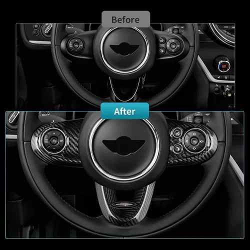 Vista 3 de AIRSPEED Pegatinas de Botón del Volante de Automóvil de Fibra de Carbono para Mini Cooper Clubman F54 F55 F56 F60 Countryman Cabrio F57 Accesorios