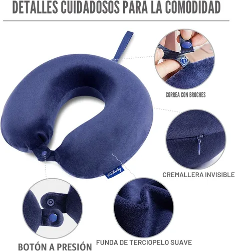 Vista 6 de Fabuday - Almohada de viaje de espuma viscoelástica, almohada para apoyar el cuello y la cabeza para usar en viajes en avión, en el auto, hogar u