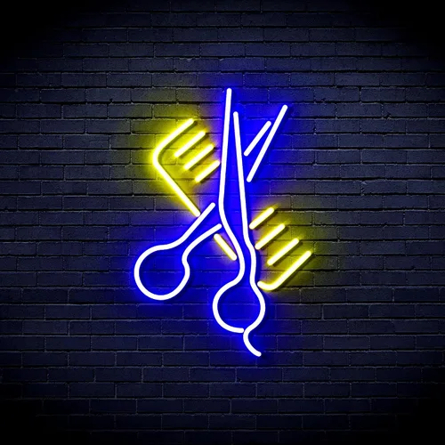 Vista 26 de AdvPro Comb & Scissors Flex Silicone LED Neon Sign - Azul - st16s32-fnu0363-b
