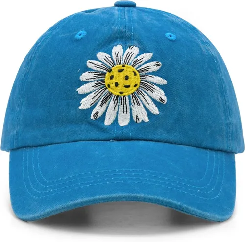 Vista 13 de Waldeal Sombrero de pickleball para mujer, gorra de béisbol bordada con margaritas Beige