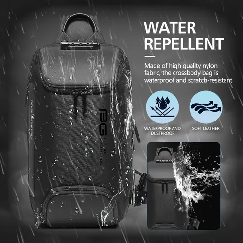 Vista 3 de Tfro & Cile Bolso bandolera para hombre, bolsos cruzados, mochilas de hombro, mochila casual, mochila de pecho negro para senderismo montar