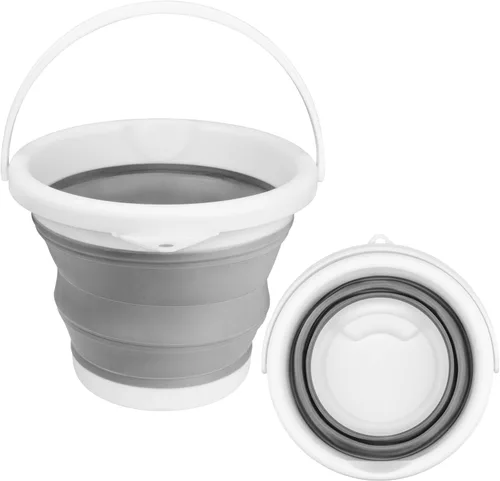 Vista 12 de Cubo de mopa plegable y cubo para hielo - 5L (1.3 galones) Cubo de polvo de silicona para limpieza del hogar, suministros de limpieza portátiles