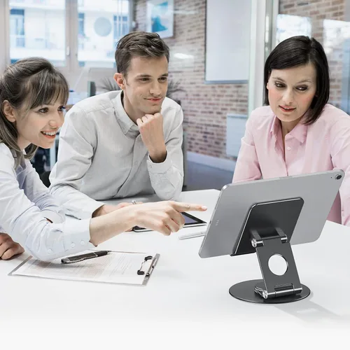 Vista 3 de OMOTON Soporte giratorio para tablet iPad con base giratoria 360°, soporte plegable ajustable para dibujo, compatible con iPad Pro/Air/Mini y más