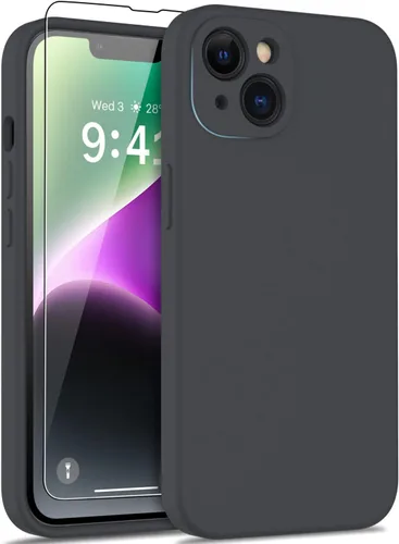 Vista 8 de DEENAKIN Funda compatible con iPhone 14 Plus con protector de pantalla, funda mejorada para cámara, goma de gel de silicona suave probada contra
