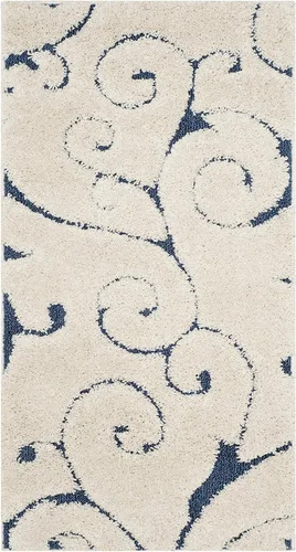 Vista 75 de SAFAVIEH Florida Shag Collection - Alfombra decorativa, 2 x 3 pies, color crema y beige, diseño de volutas, no desprende pelusa y fácil de limpiar