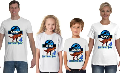 Vista 2 de Personalized Birthday Shirts. Family Matching Shirts. Add Any Name and Age. White