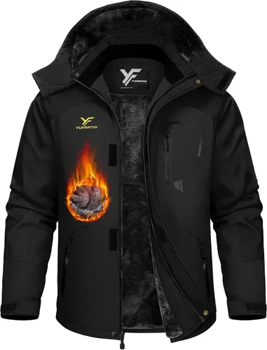Vista 8 de Chaqueta de invierno para hombre, abrigo de trabajo, cortavientos impermeable, softshell pesado, térmica aislante, resistente al calor, para esquí