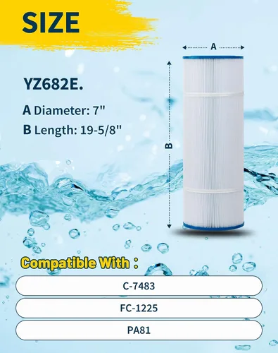 Vista 2 de CX580XRE - Cartucho de filtro de repuesto para piscina Unicel C-7483 81 pies cuadrados FC-1225 PA81 compatible con Hayward SwimClear C3025 C3030