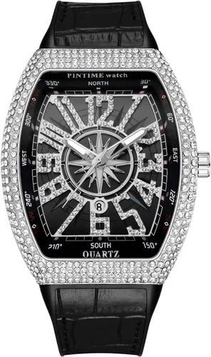 Vista 3 de Gosasa Reloj Tonneau único de moda para hombre con diamantes de imitación de cuarzo con correa de goma