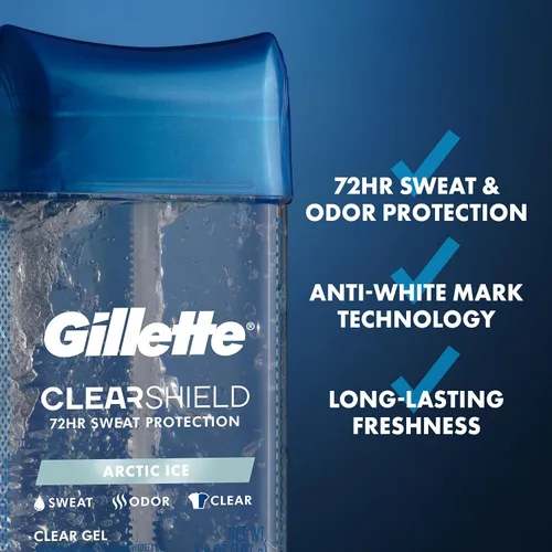 Vista 2 de Gillette antitranspirante y desodorante para hombres, 72 horas de protección contra el sudor y el olor, frescura duradera, tecnología anti-marcas