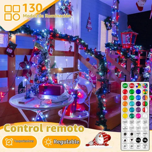 Vista 7 de Ollny - Luces de Navidad RGB de 400 LEDs 40 m, luces de cadena de Navidad que cambian de color con 130 modos, con control remoto, temporizador e