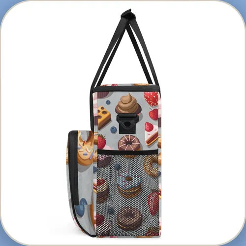 Vista 4 de Bolsa de viaje para cafetera con forma de donut para Keurig K-Mini/K-Mini Plus con aislamiento impermeable con bolsillos para K-Cup portátil de una