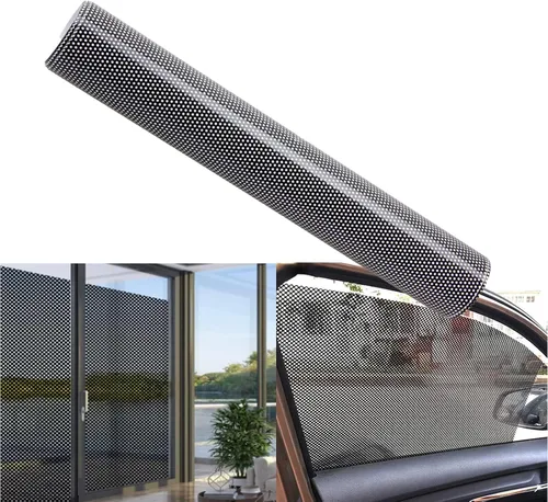 Vista 11 de XhuangTech Película de vinilo perforada para ventana de color negro para evitar golpes de pájaros, película de vinilo negro perforado para ventana