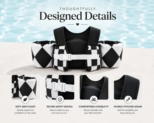 Vista 2 de KIDSco Swim Vest for Kids 30-50 lbs. A Puddle Jumper Swimming Float Aid with Shoulder Straps and Arm Water Wings. for Boys and Girls Aged 2-6