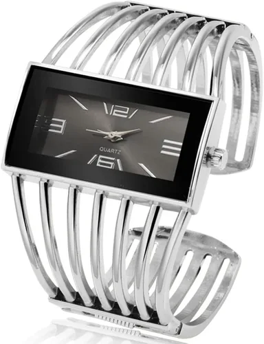 Vista 7 de SENRUD Relojes de pulsera de lujo para mujer con brazalete de puño de moda, dial rectangular analógico de cuarzo, regalos para damas