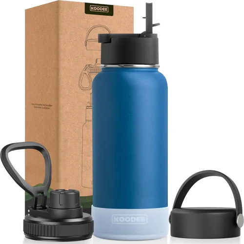 Vista 128 de koodee Botella de agua para niños, botella de agua de acero inoxidable de 12 onzas con aislamiento al vacío para la escuela, botella de agua de boca
