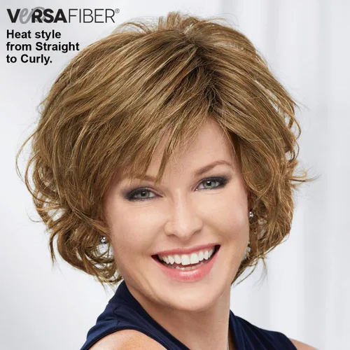 Vista 3 de Paula Young Jamie Lynn VersaFiber - Peluca elegante de longitud media 14/26A#8 - Sunkissed Rooted