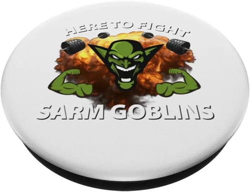 Vista 2 de Aquí para luchar contra Sarm Goblins Funny Tren Gym Bodybuilding PopSockets Standard PopGrip