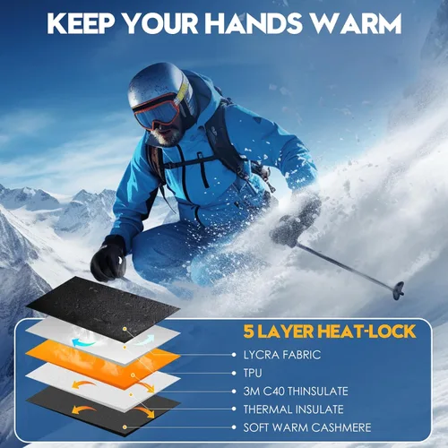 Vista 2 de Bruvoalon Guantes de invierno para mujeres y hombres, aislamiento térmico 3M, tela de licra, resistentes al viento, pantalla táctil