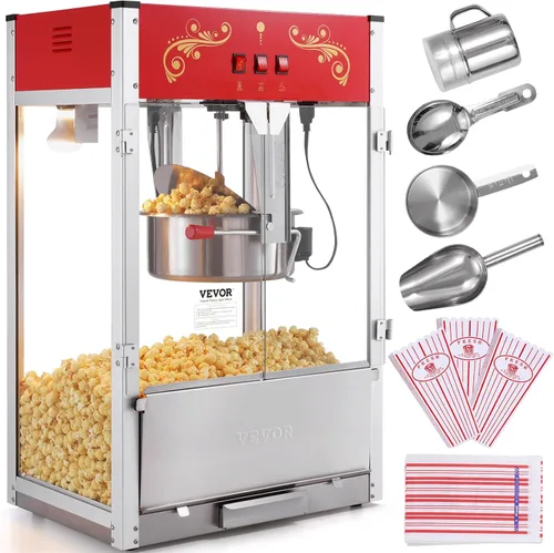 Vista 10 de VEVOR - Máquina comercial para hacer palomitas, hervidor de 8 oz, máquina de palomitas de 850 W para 48 tazas por tanda, máquina de palomitas