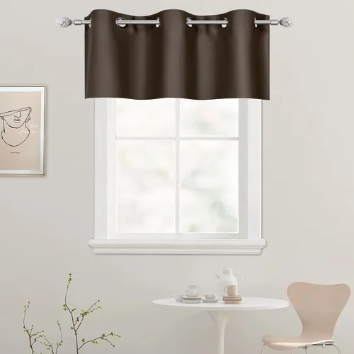 Vista 42 de DECOVSUN Cenefa de cortina opaca amarilla brillante para ventanas de cocina, cenefa opaca con ojales para dormitorio, cenefa corta y recta para sala