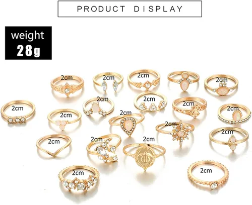 Vista 6 de choice of all Juego de 10 a 39 anillos para adolescentes y niñas anillos apilables estilo bohemio vintage anillos apilables para mujeres y niñas