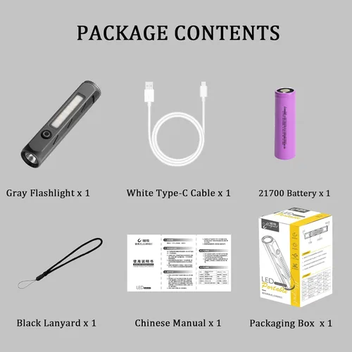 Vista 9 de Linterna EDC recargable -1600 lúmenes linterna de bolsillo USB C linterna con clip base magnética, luz LED y COB, 8 modos IP68 impermeable linterna