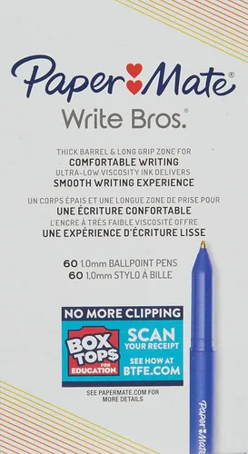 Vista 5 de Paper Mate Write Bros. Bolígrafos de tinta azul, punta media (0.039 pulgadas), 60 unidades (paquete de 2)
